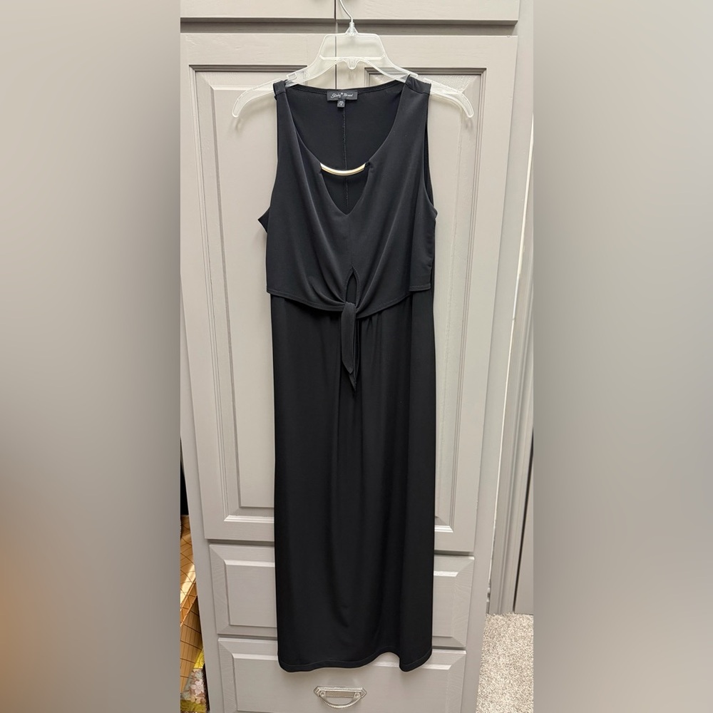 Slinky Brand Black Tie-Front Maxi Dress